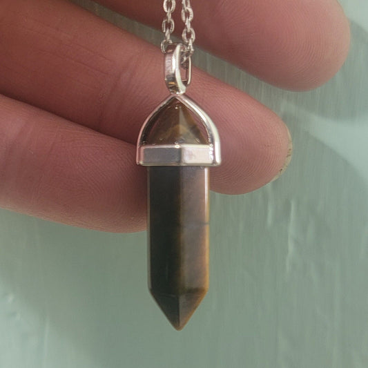 Tiger's Eye  Crystal Point Necklace NCK-0295