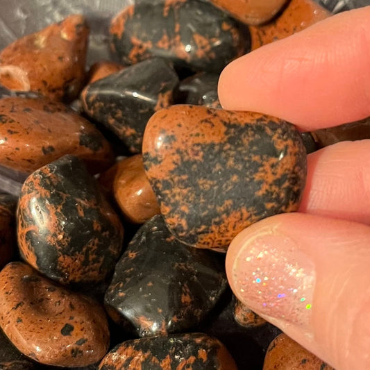 Mahogany Obsidian Tumbled Stone (Approx. 3/4”-1 1/4”) BIN-1491