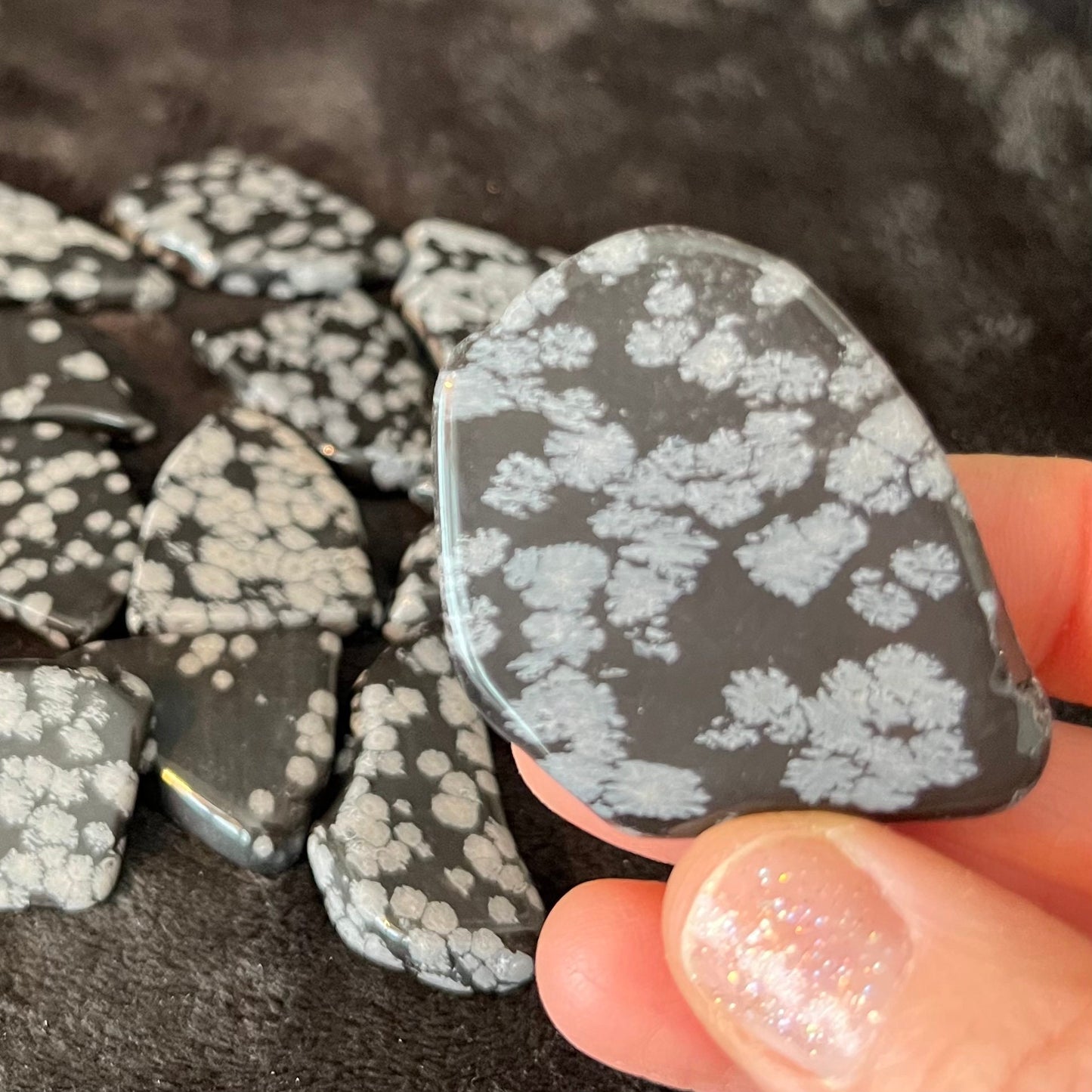 Snowflake Obsidian Tumbled Slice (Utah) (Approx. 1 1/2” - 1 3/4”) BIN-0