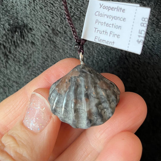 Yooperlite (Fireworks Stone) Seashell Necklace NCK-2846