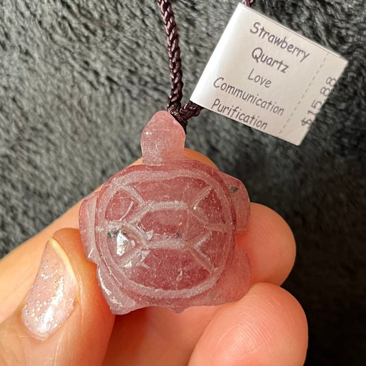 Strawberry Quartz Turtle Necklace NCK-2839