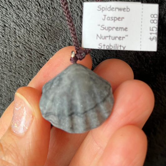 Spiderweb Jasper Seashell Necklace NCK-2841