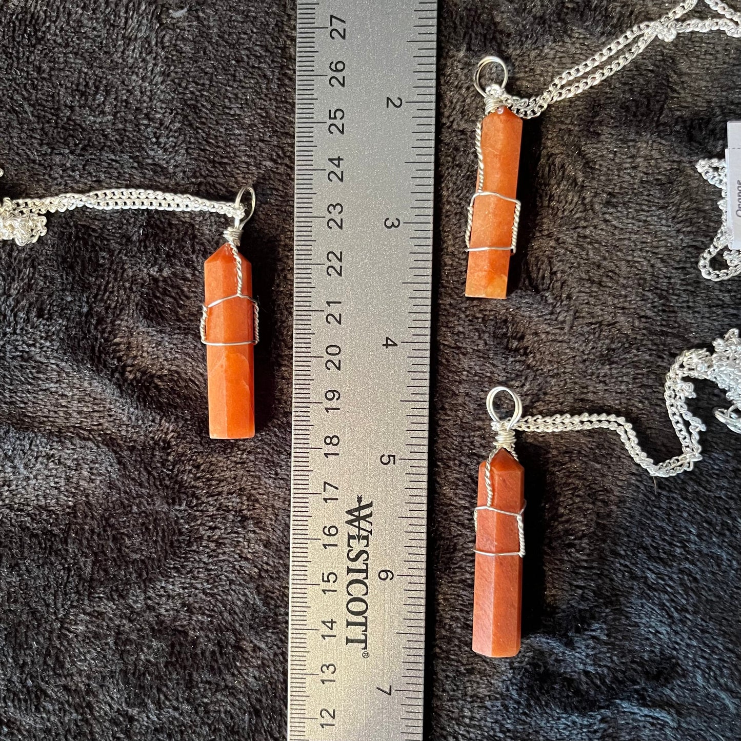 Orange Aventurine Point Wire Wraped Necklace NCK-2824