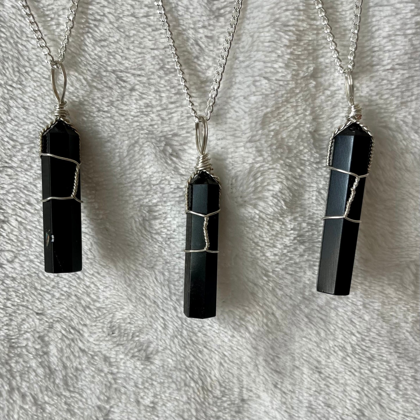 Black Obsidian Point Wire Wrapped Necklace NCK-2834