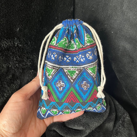Tribal Print Burlap Drawstring Bag (Approx. 5” X 7") BAG-0204