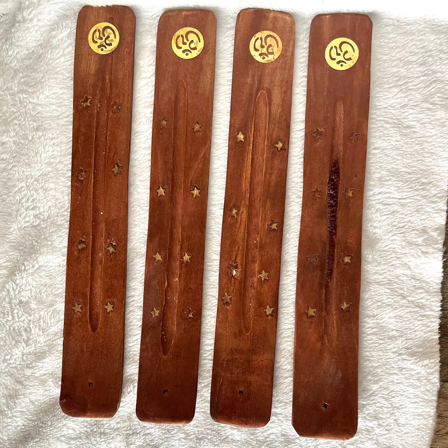 Wooden Incense Tray, Golden Om Symbol 1643