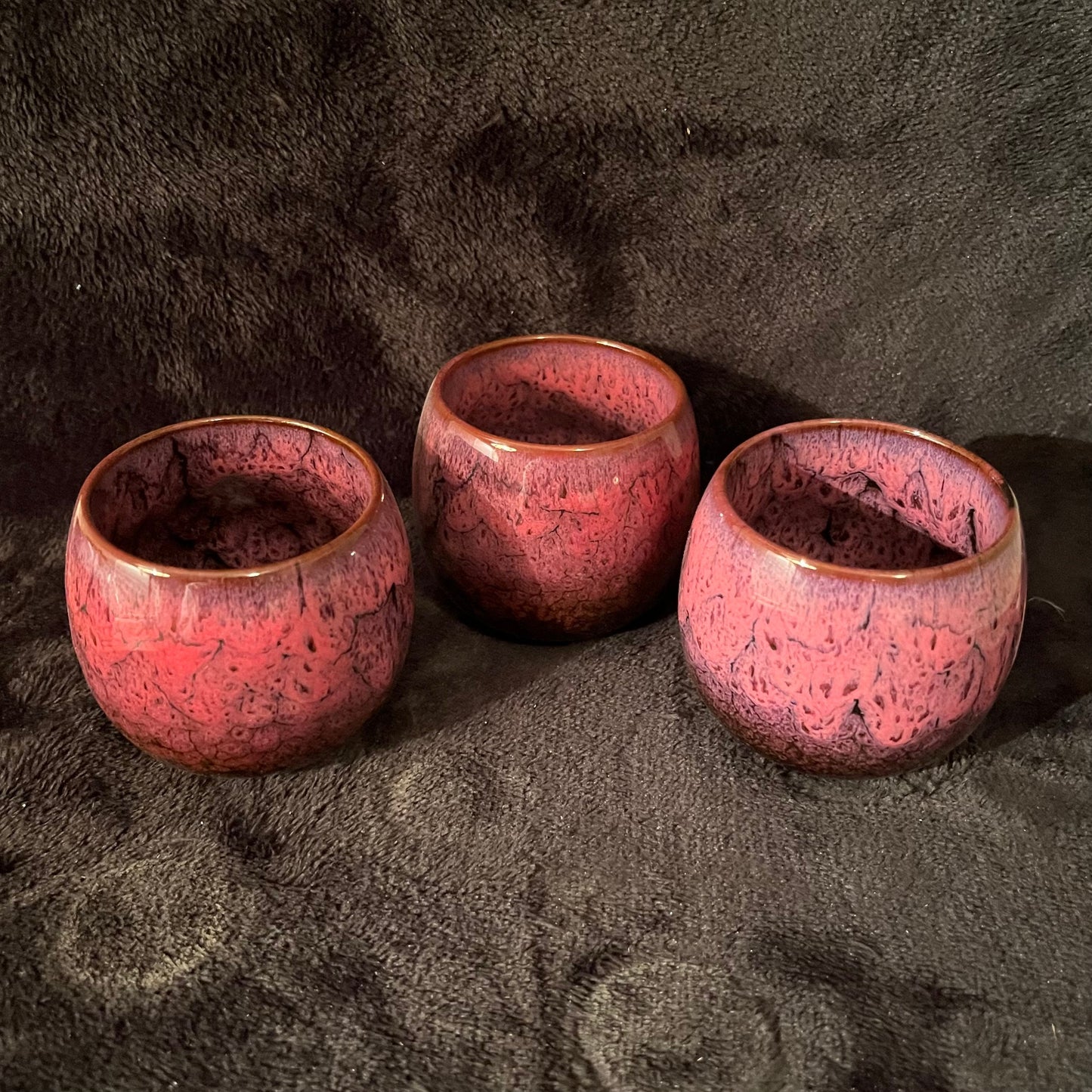 Ceramic Cup, Pink and Brown (Approx. 2 1/2”W X 2 1/4” T) CUP-7