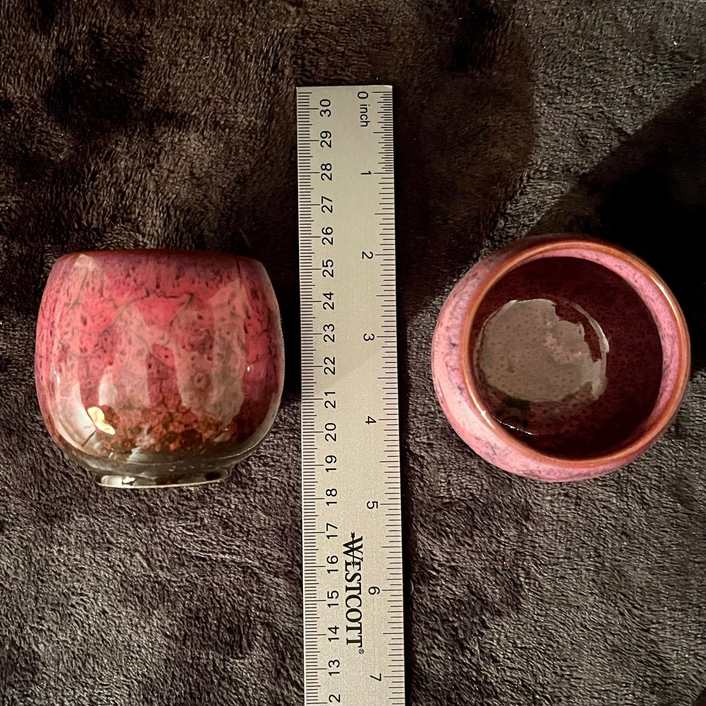 Ceramic Cup, Pink and Brown (Approx. 2 1/2”W X 2 1/4” T) CUP-7