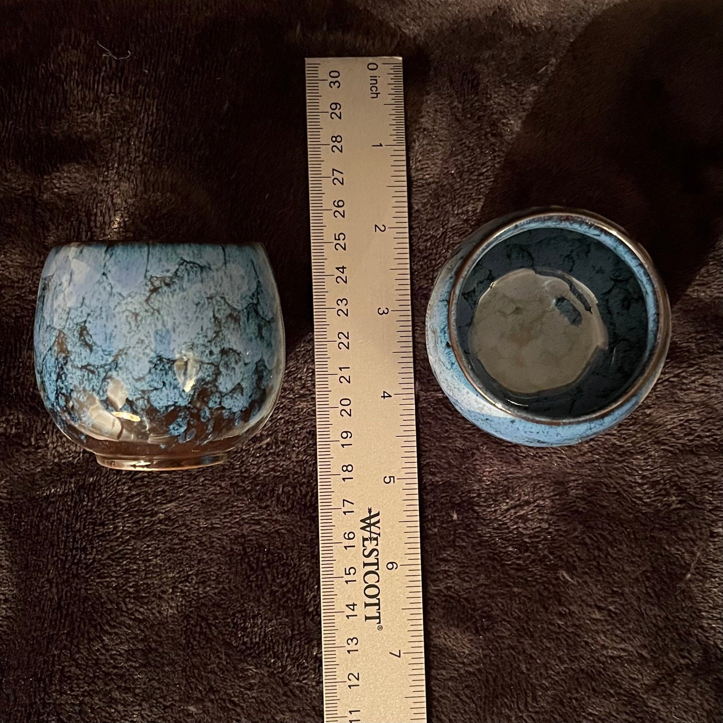 Ceramic Cup, Electric Blue and Brown (Approx. 2 1/2”W X 2 1/4” T) CUP-5