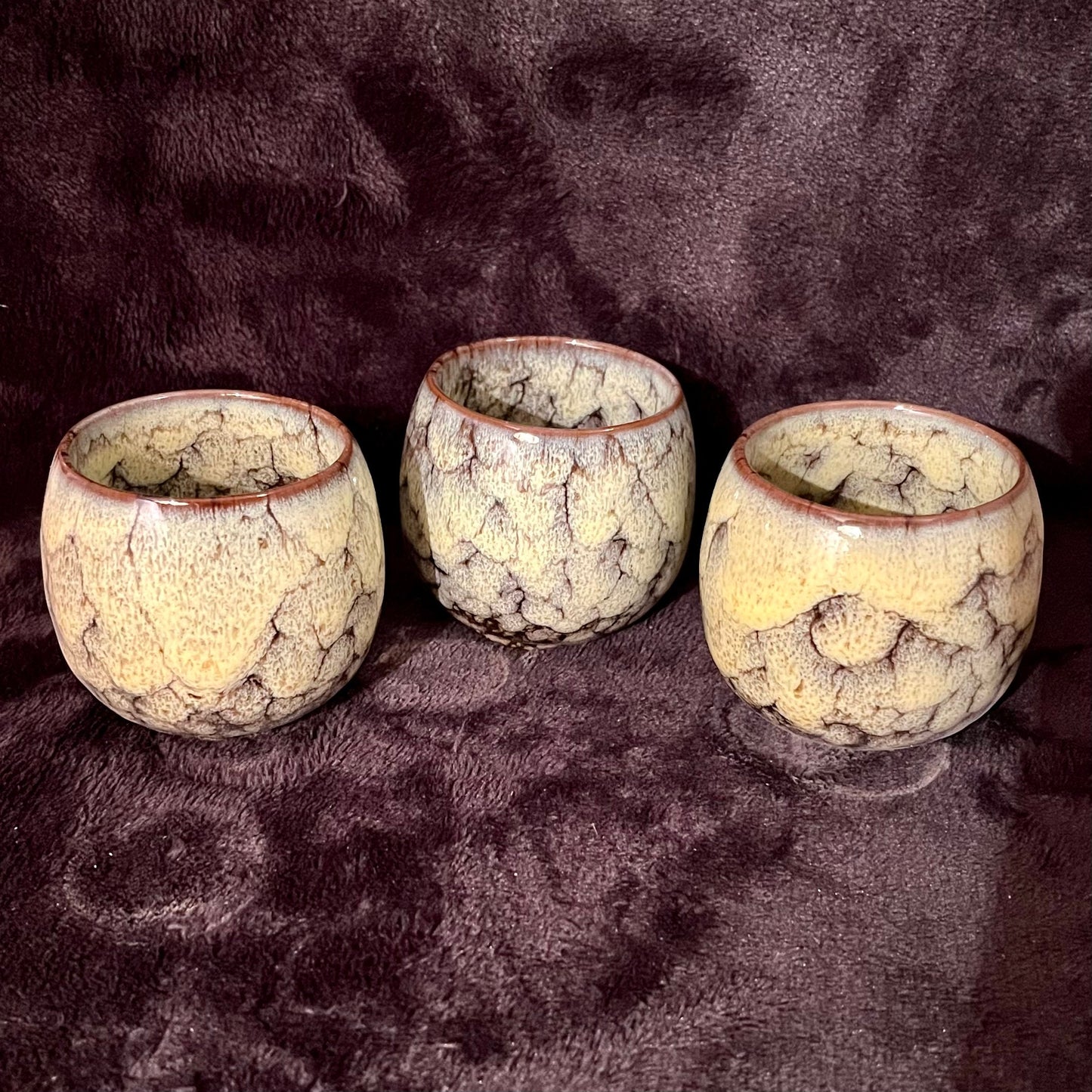 Ceramic Cup, Yellow and Brown (Approx. 2 1/2”W X 2 1/4” T) CUP-1