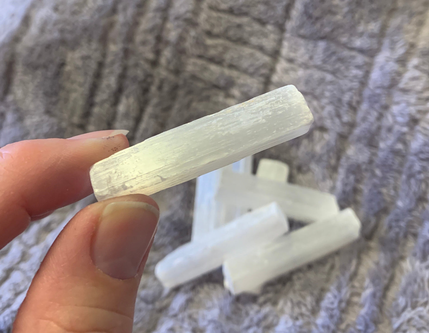 Selenite Stick (Approx 2” - 2 1/4") for Crown Chakra, Small Stick Wands, Supply for Crystal Grid, Stone of the Moon Goddess G-0004