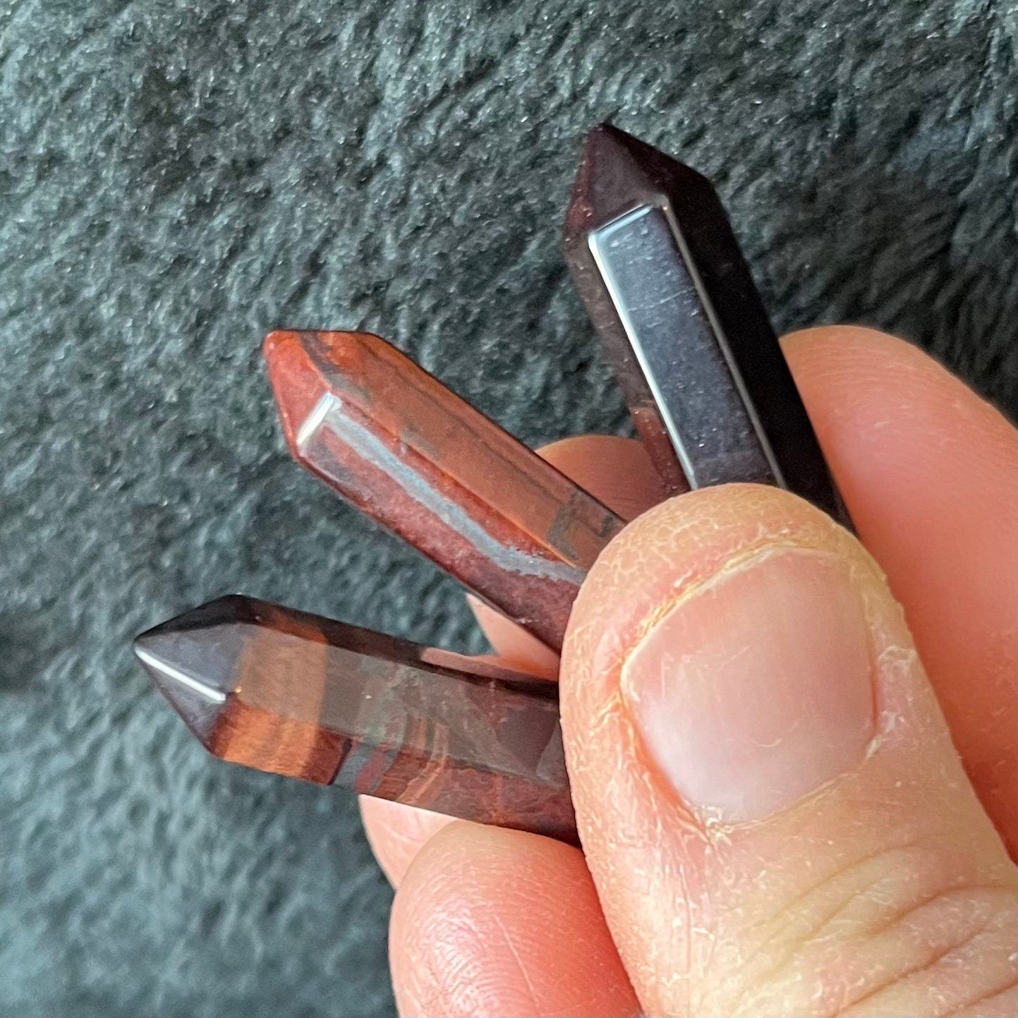 Red Tiger Eye  Double Terminated Crystal Point (Approx. 1 1/8”) T-0088