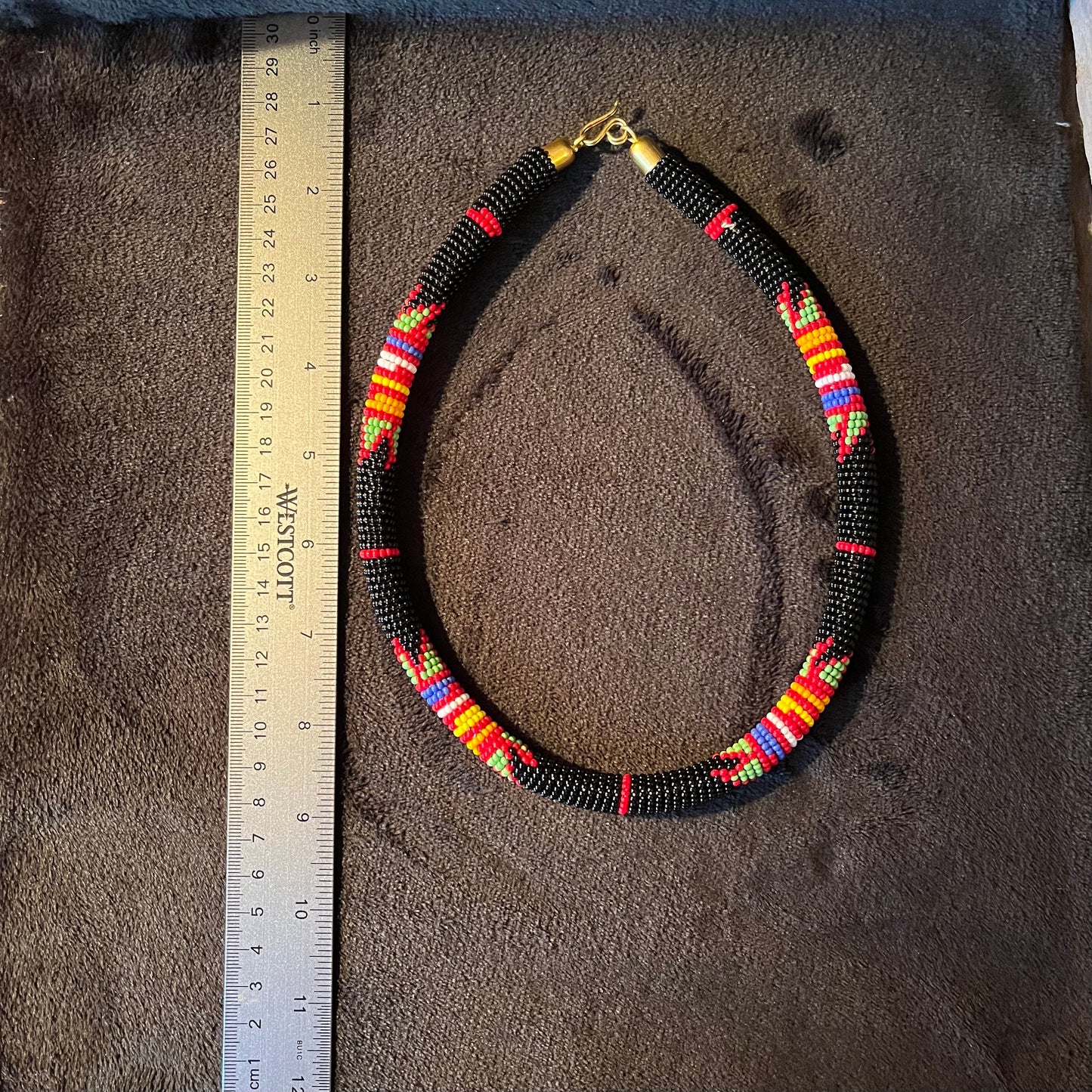 African Maasai Beaded Choker, Black Tribal NCK-2905