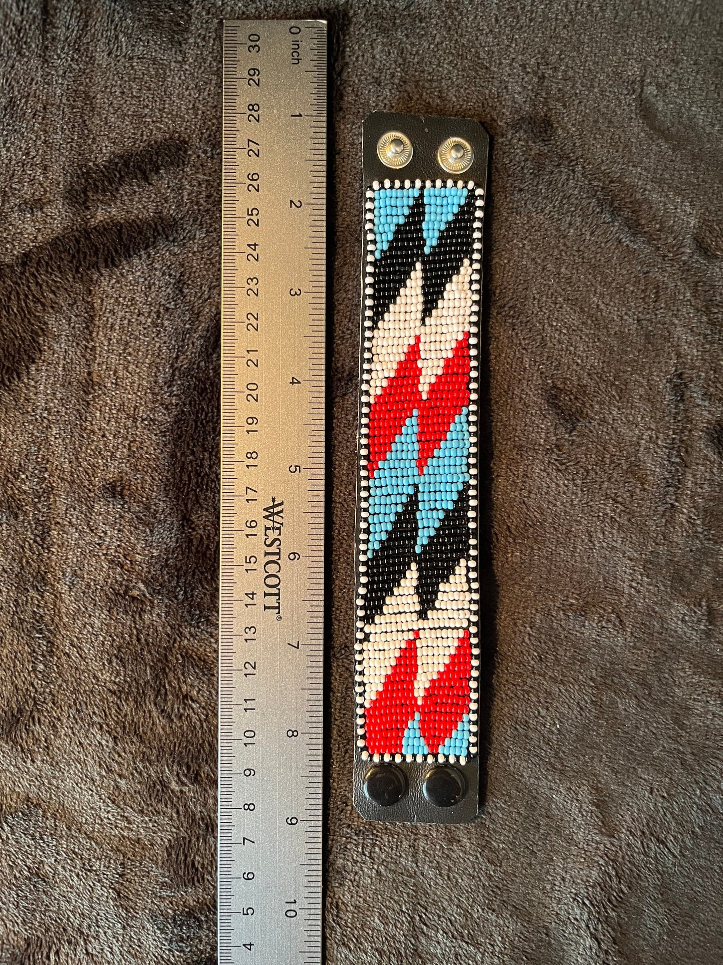 African Maasai Leather Cuff Beaded Bracelet BRC-0055