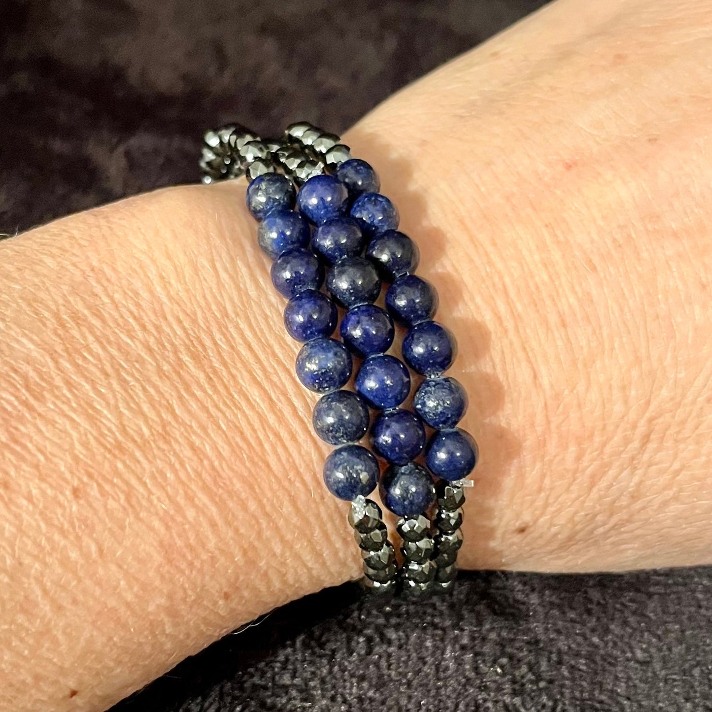 Lapis Lazuli and Hematite Bracelet BRC-0032