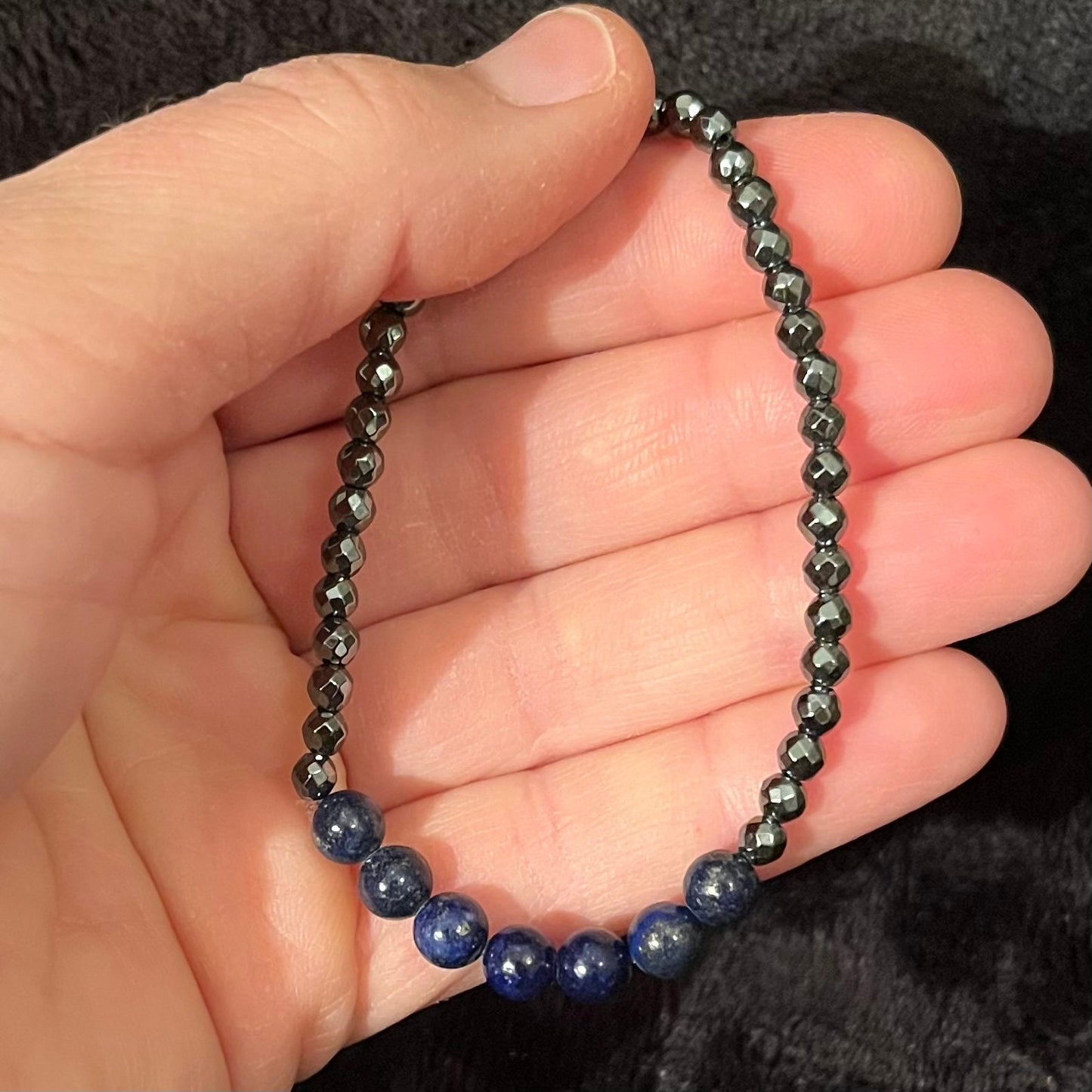 Lapis Lazuli and Hematite Bracelet BRC-0032