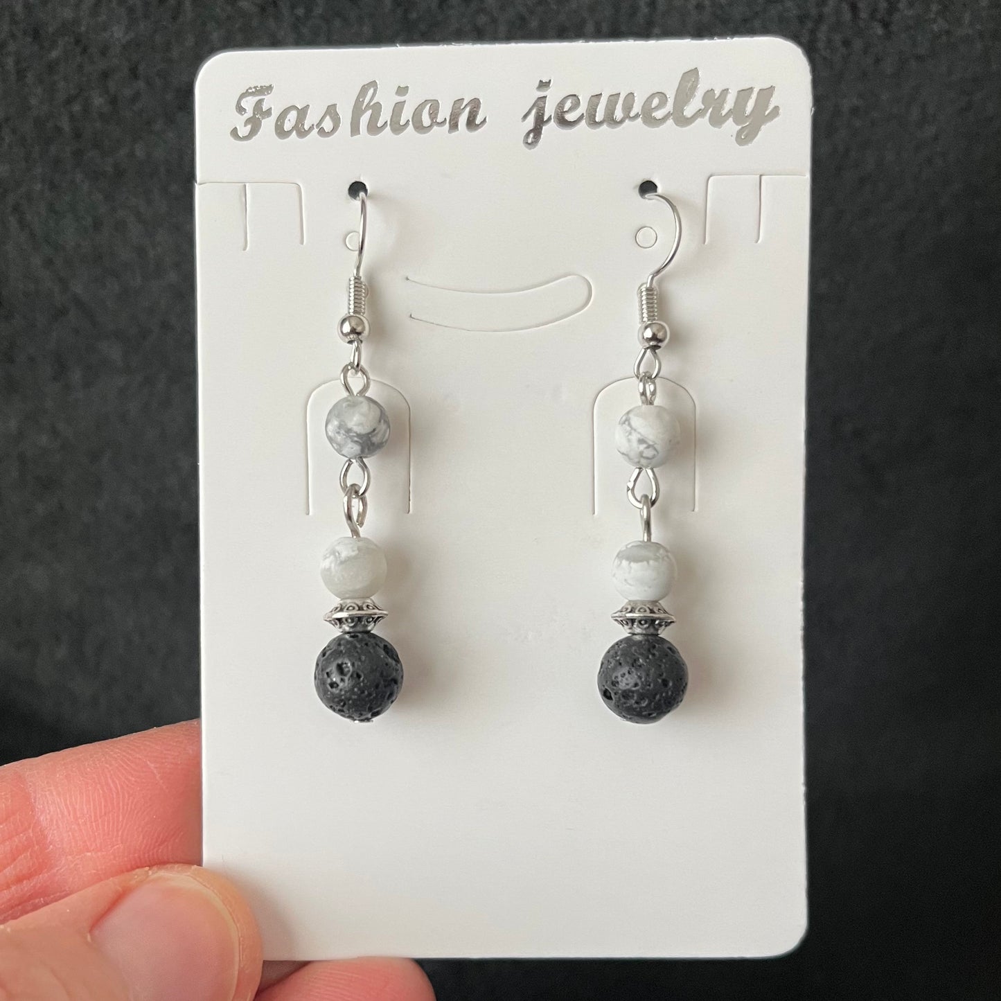 Howlite Lava Dangle Earrings EAR-0006