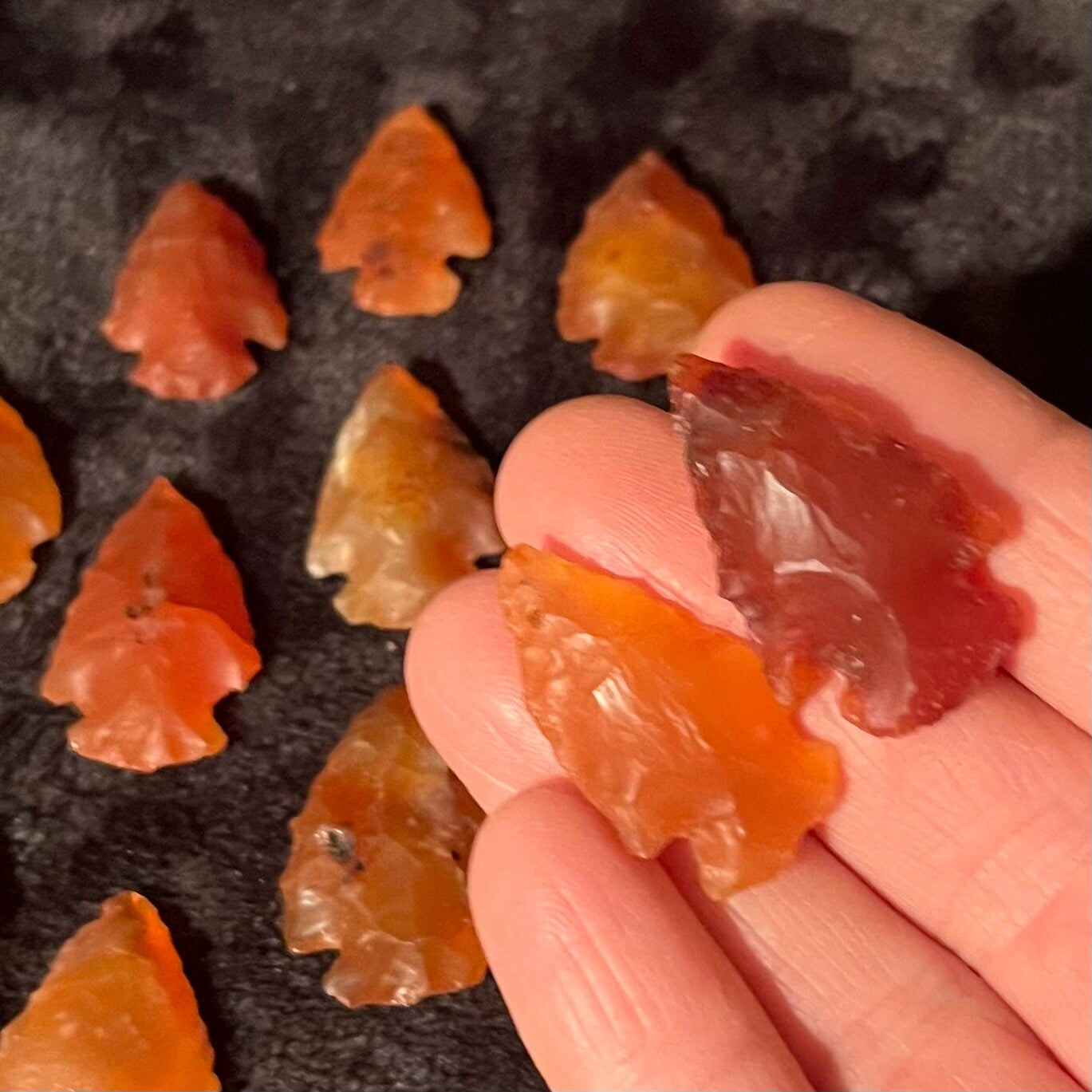 Carnelian Agate Knapped Arrowhead  (Approx. 1”) 0063