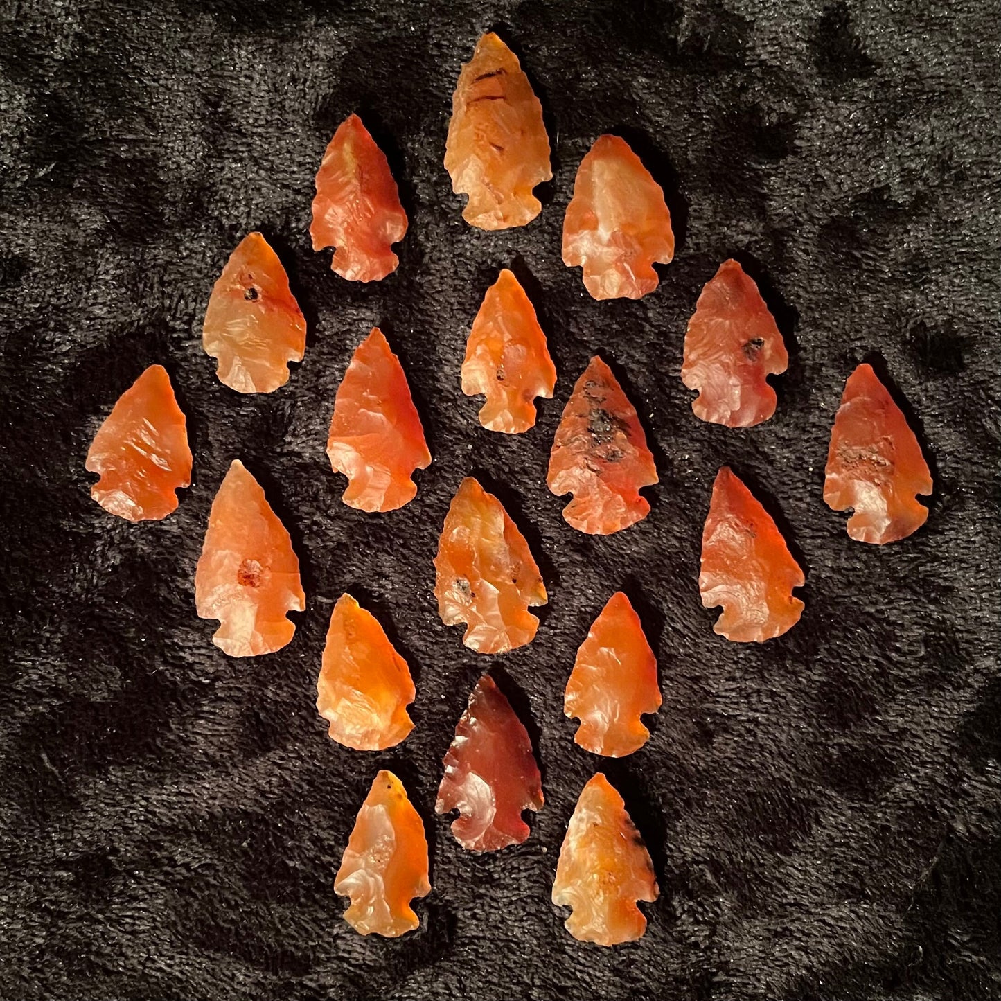 Carnelian Agate Knapped Arrowhead  (Approx. 1”) 0063