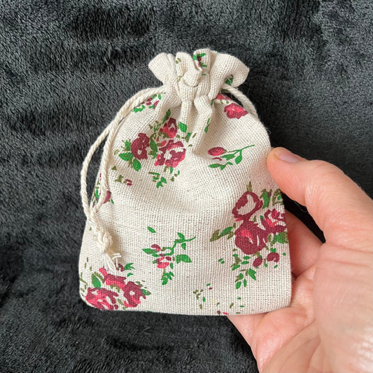 Rose Burlap Drawstring Bag (Approx. (4” X 6") BAG-0185