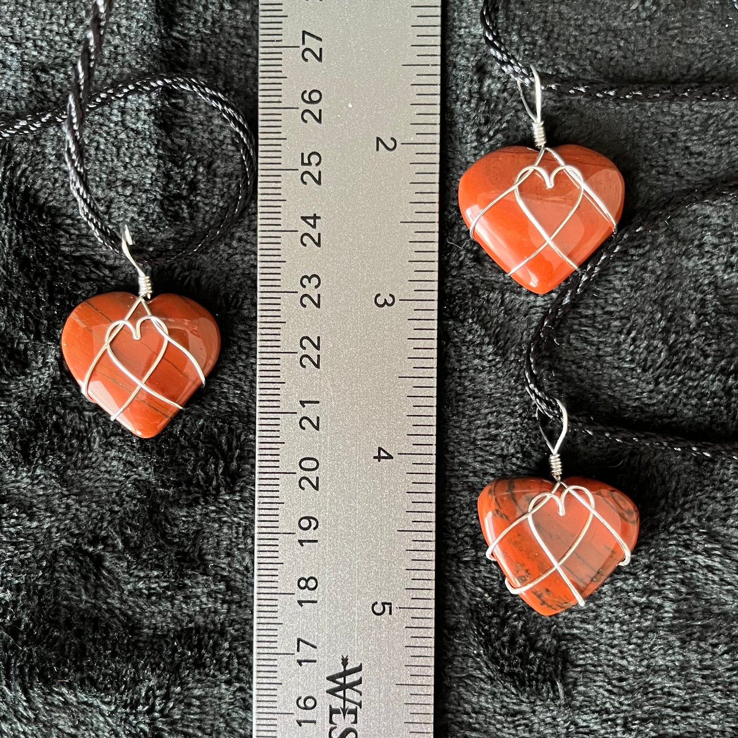 Red Jasper Heart Wire Wrapped Necklace, Silver Tone NCK-2945