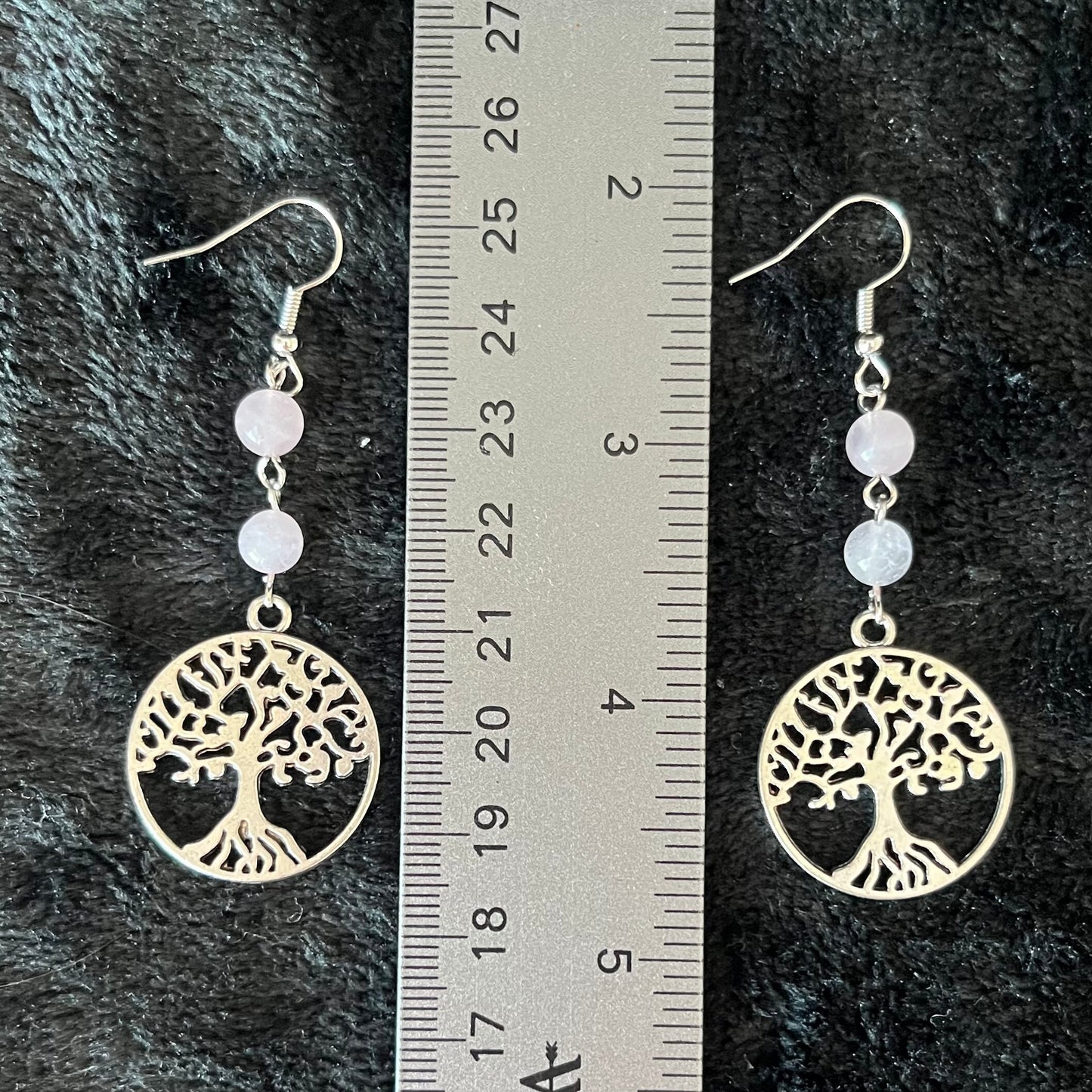 Rose Quartz Tree Of Life Earrings EAR-0071