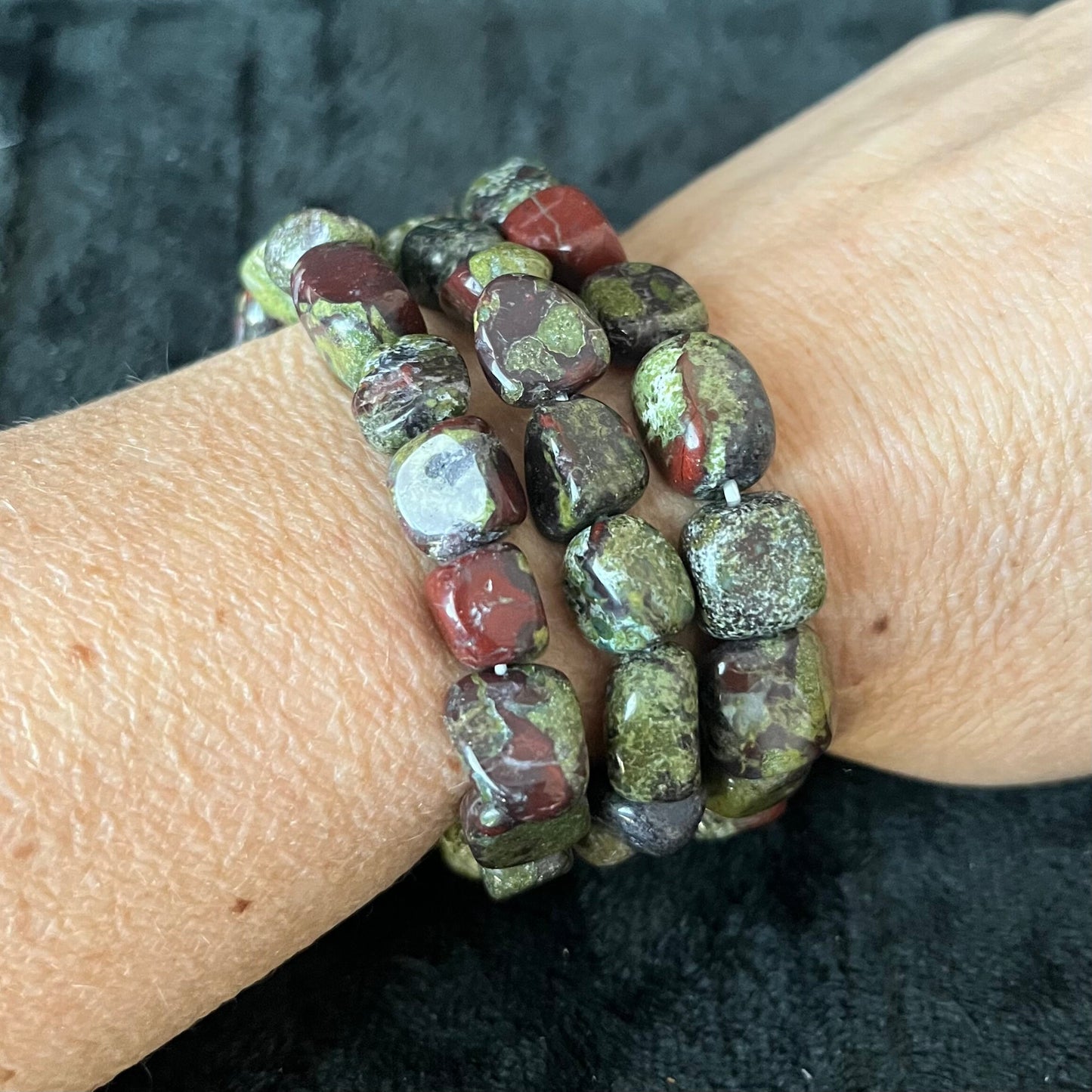 Dragons Blood Jasper Chunky Pebble Bracelet BRC-0058