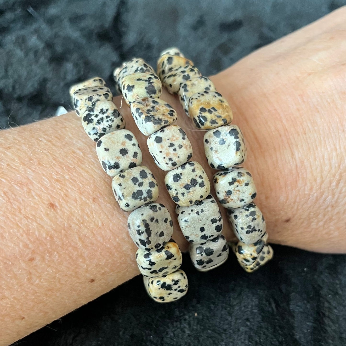 Dalmatian Jasper Chunky Pebble Bracelet BRC-0147