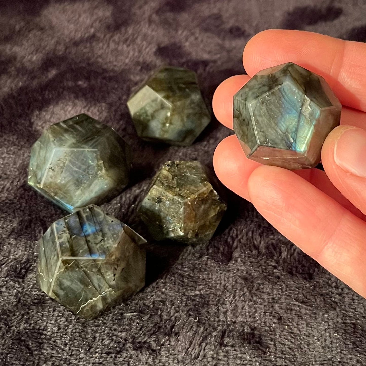 Labradorite  Dodecahedron, Sacred Geometry (Approx. 23mm-25mm) 1667