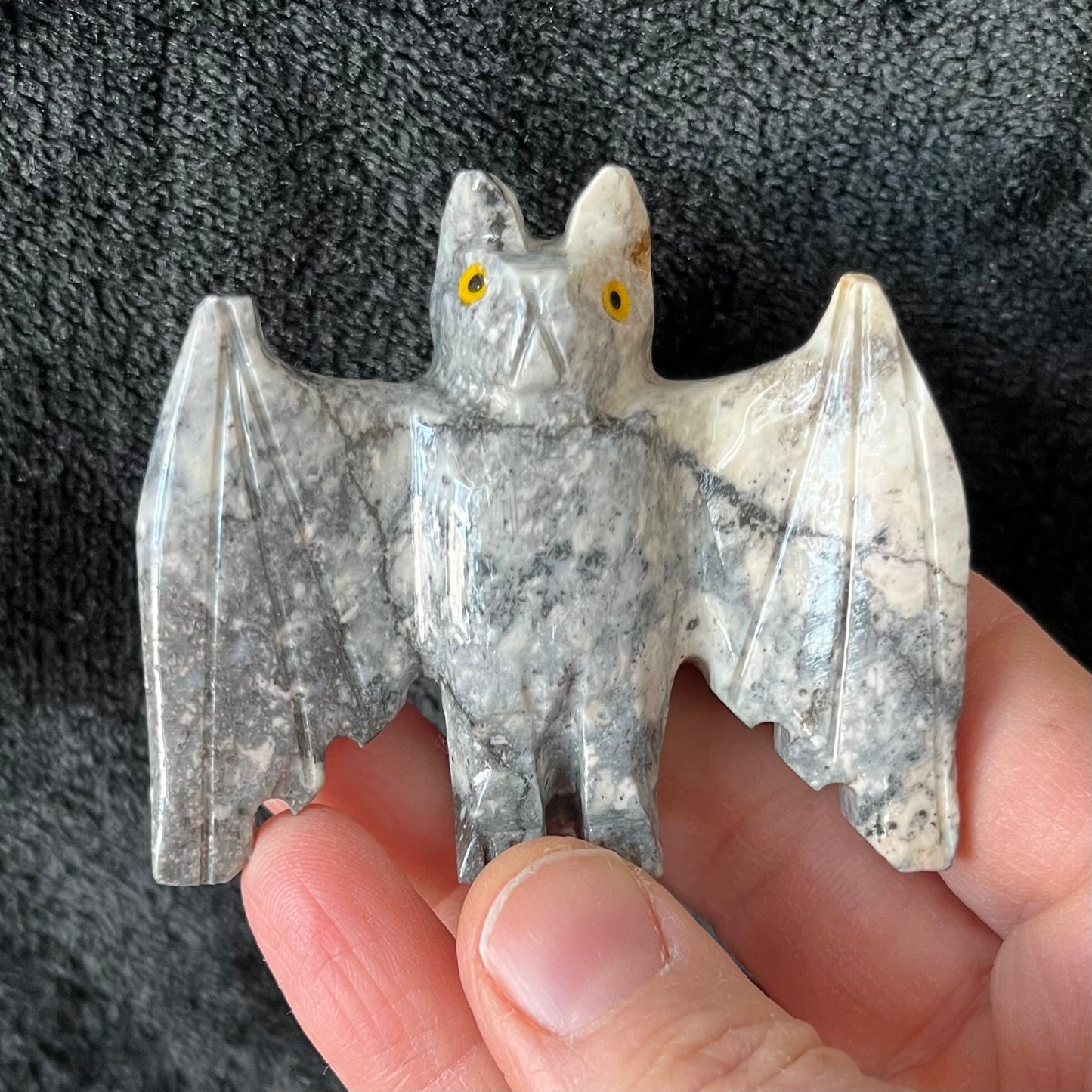 Bat Carved Soapstone Figurine (Approx. 2 1/2” X 1 3/4”) 0808