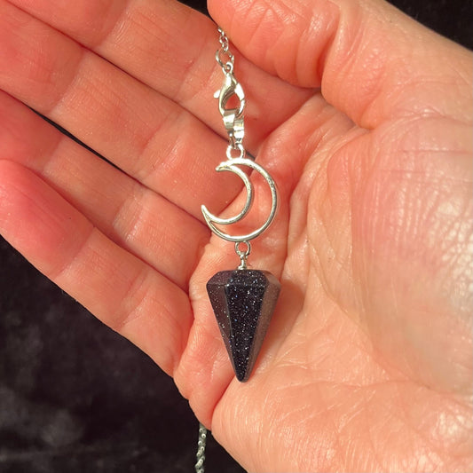 Blue Goldstone Moon Pendulum PND-0001