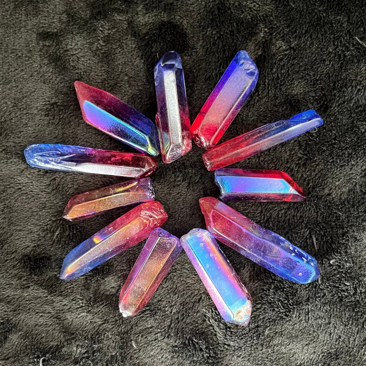 Red and Blue, Two Tone, Aura Quartz Point (Approx. 1 5/8” - 2 1/4”) 1504