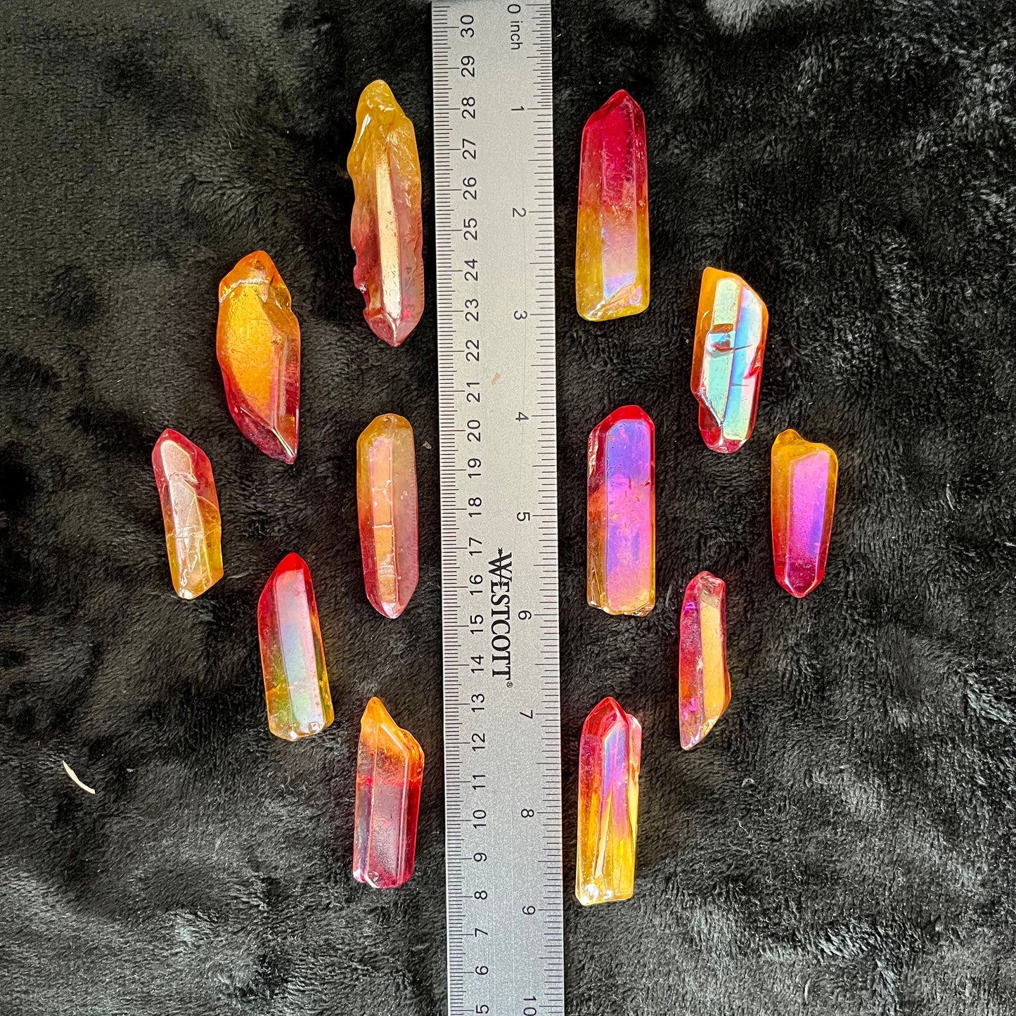 Red and Yellow, Two Tone, Aura Quartz Point (Approx. 1 5/8” - 2 1/4”) 1505