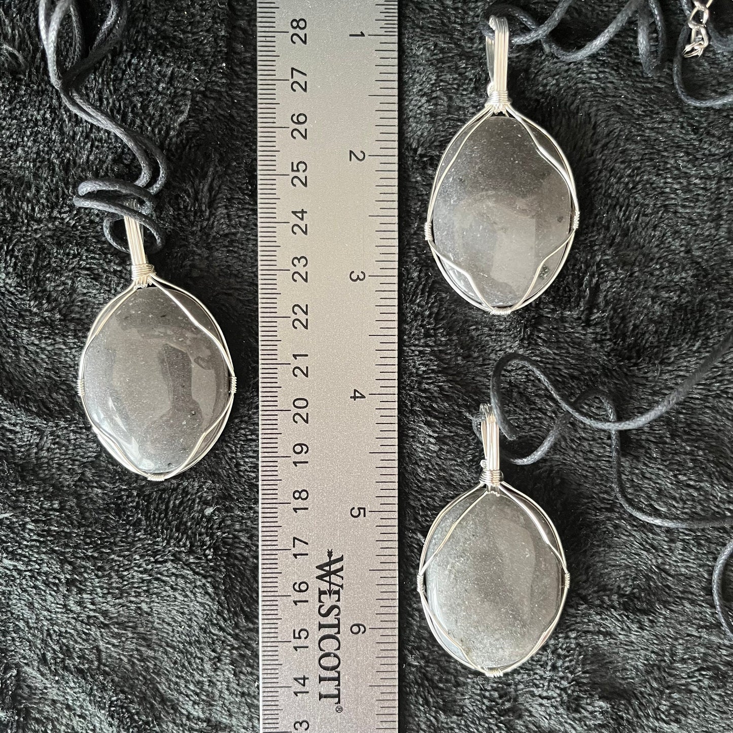 Gray Agate Worry Stone Wire Wrapped Necklace NCK-2981