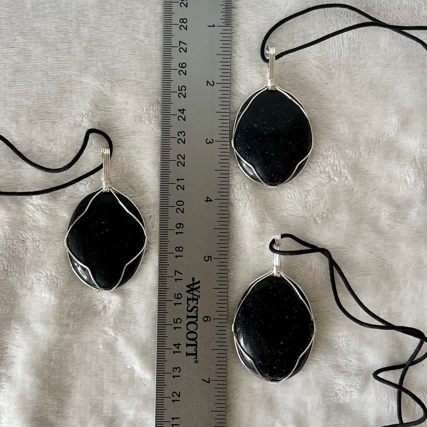 Obsidian Worry Stone Wire Wrapped Necklace NCK-2976