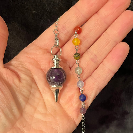 Amethyst Pendulum with Chakra Chain PND-0067