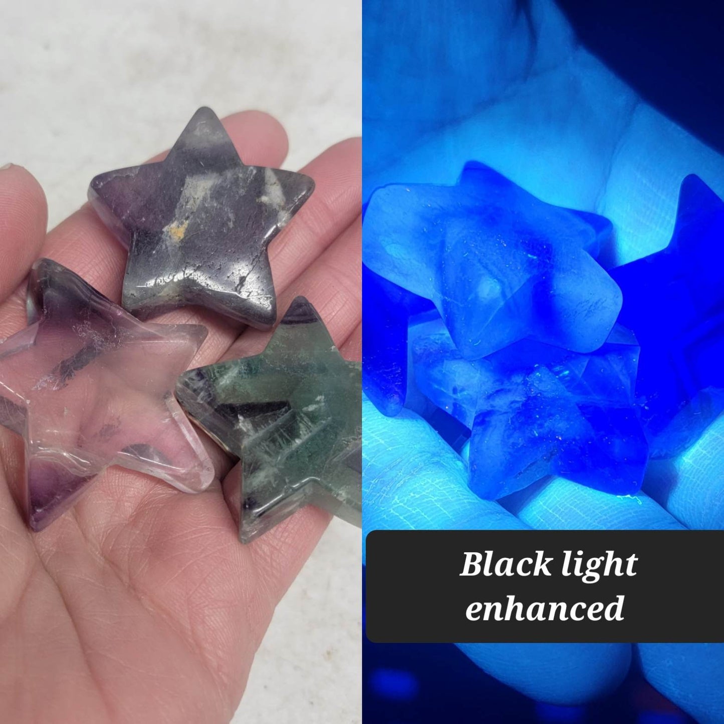 Carved Fluorite Star (Approx. 1 1/2" - 2") 1476 Crown Chakra, Memory, Learning, Calming