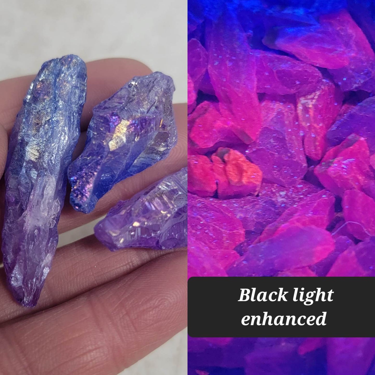 Unicorn Poop Crystal (Approx. 1" - 1 5/8") Aura Quartz Crystal Point, Blue and Purple 0493